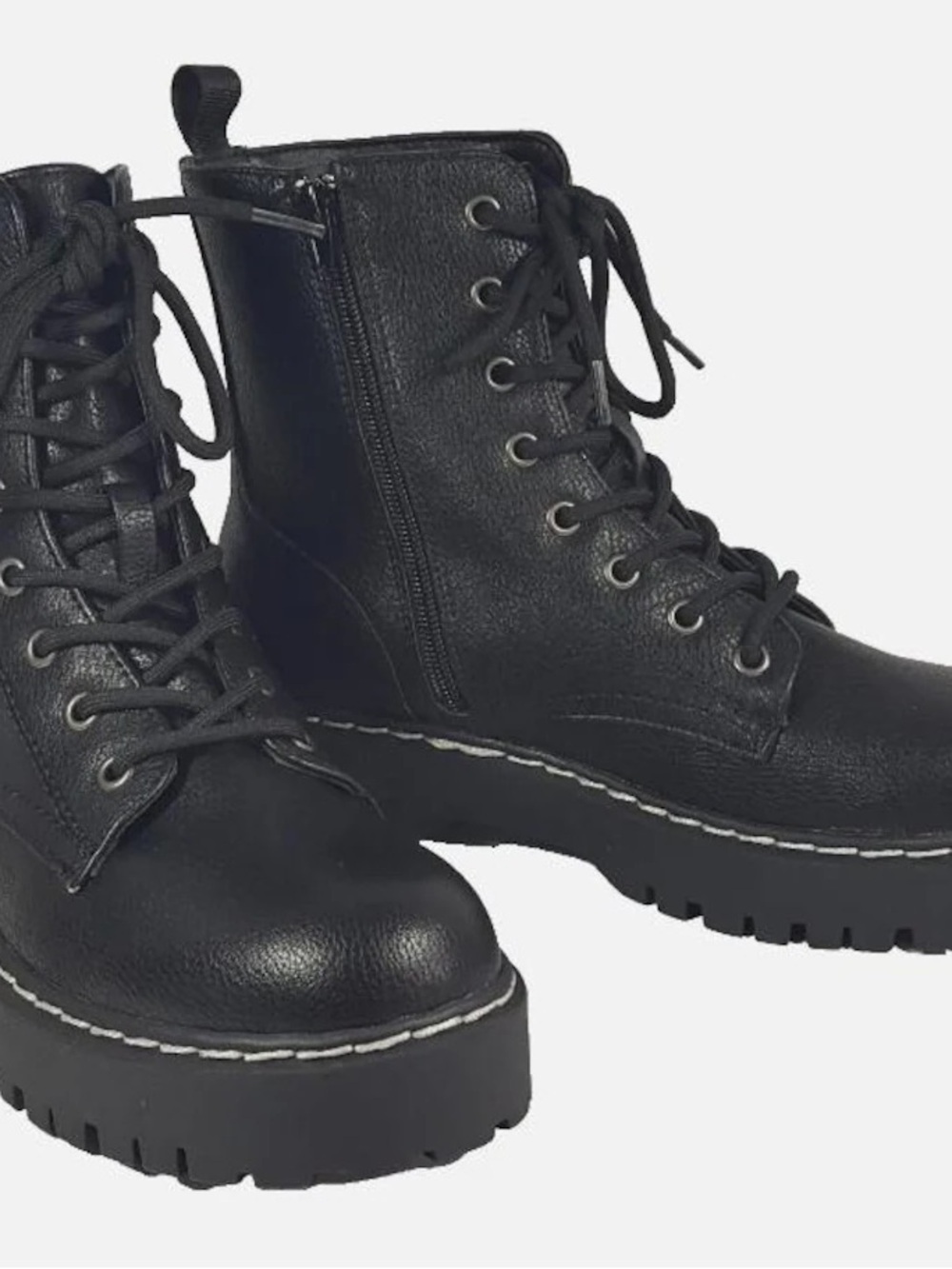 Sincerely Jules Black Lace Combat Boot - Picture 2 of 7